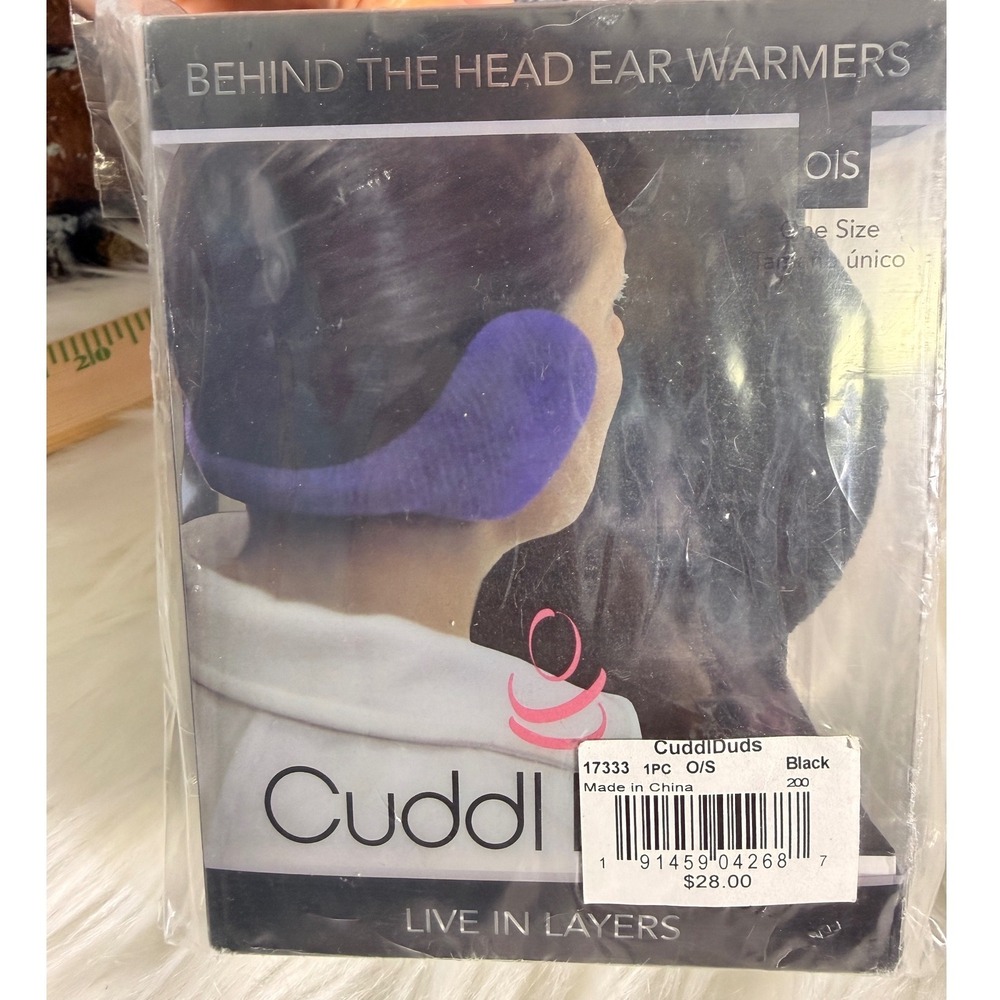 Cuddl Duds Black Behind the Head Ear Warmers Adjustable Faux Fur Lining 17333